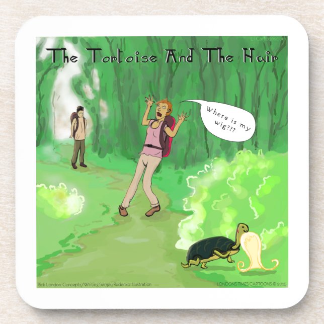 Dessous-de-verre Rick London Turtle Et Le Coiffeur De Perruque Drôl (Devant)