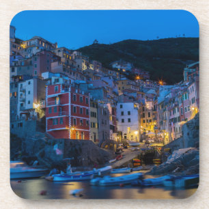 Dessous-de-verre Riomaggiore la nuit Cinque Terre Ligurie Italie