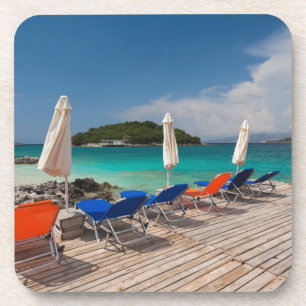 Dessous-de-verre Riviera albanaise, Ksamil, bord de mer de la ville