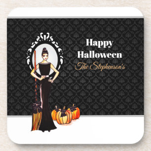 Dessous-de-verre Robe longue noire élégante classique d'Halloween e