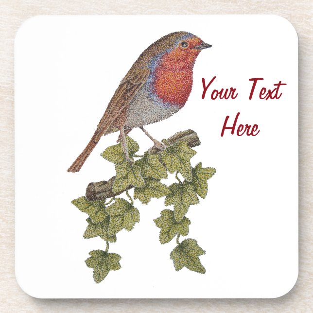 Dessous-de-verre Robin perché sur des oiseaux sauvages de feuilles  (Devant)