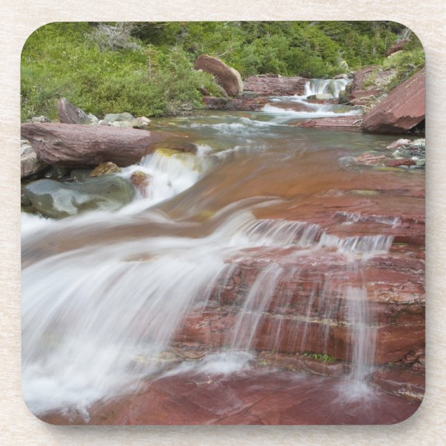 Dessous-de-verre Rocher rouge dans Baring Creek dans Glacier Nation (Devant)