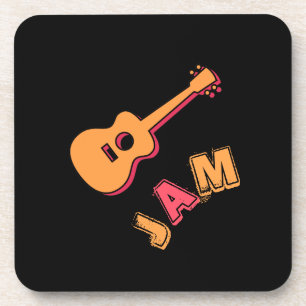 Dessous-de-verre Rocking Guitar, Music Jam Style, Orange et Red Art