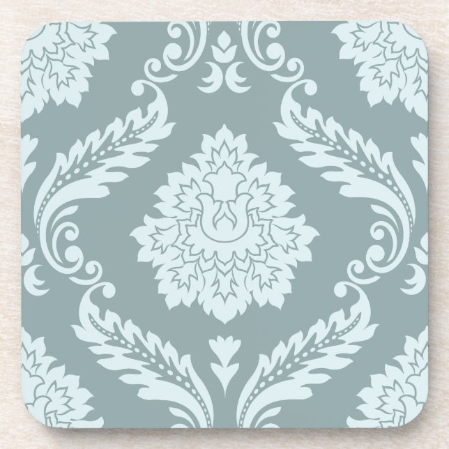 Dessous-de-verre Rococo Damask Lg Pattern Duck Egg Blue+Teal (Devant)