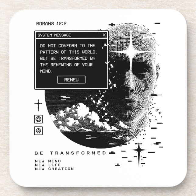 Dessous-de-verre Romains 12:2 Renouveler Votre Système de Message M (Devant)