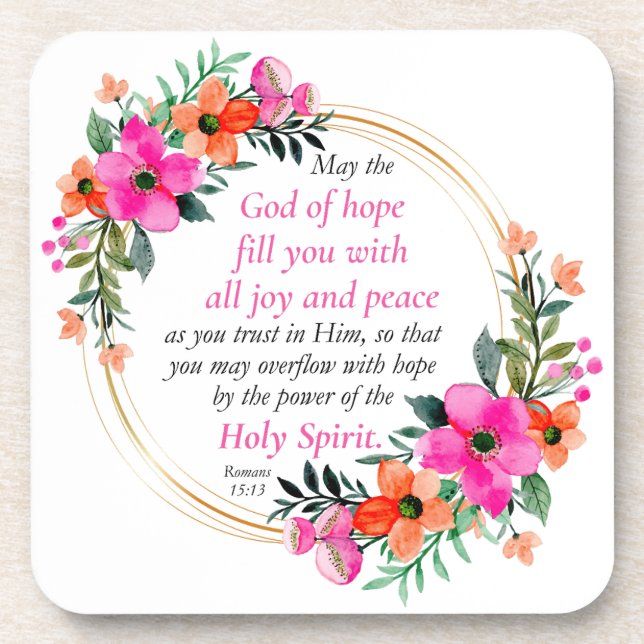 Dessous-de-verre Romans 15:13 - God of Hope Bible Verse Floral (Devant)