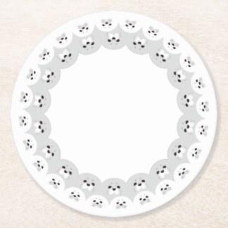 DESSOUS-DE-VERRE ROND EN PAPIER ぐるっとあにまる「カワイイアザラシ親子」