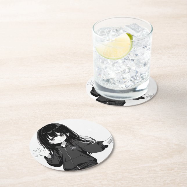 DESSOUS-DE-VERRE ROND EN PAPIER じとめ堂のコースター (En situation)