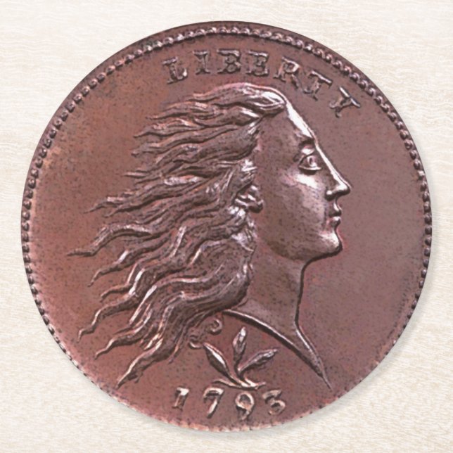 Dessous-de-verre Rond En Papier 1793 grands cents débordants de cheveux (Devant)
