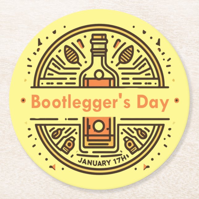Dessous-de-verre Rond En Papier 17 janvier - Jour des Bootlegger (Devant)