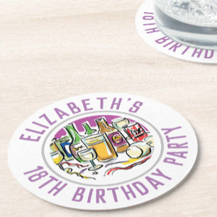 Dessous-de-verre Rond En Papier 18e anniversaire Dessous de verre de papier rond
