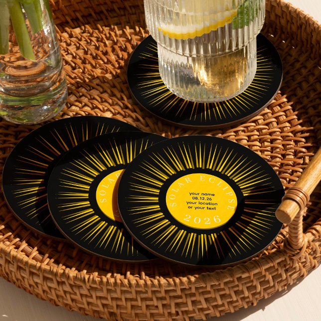 Dessous-de-verre Rond En Papier 2026 Total solar eclipse your text personalized (Créateur téléchargé)