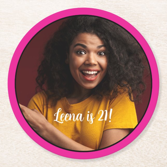 Dessous-de-verre Rond En Papier 21e anniversaire photo Dessous de verre cadre (Devant)