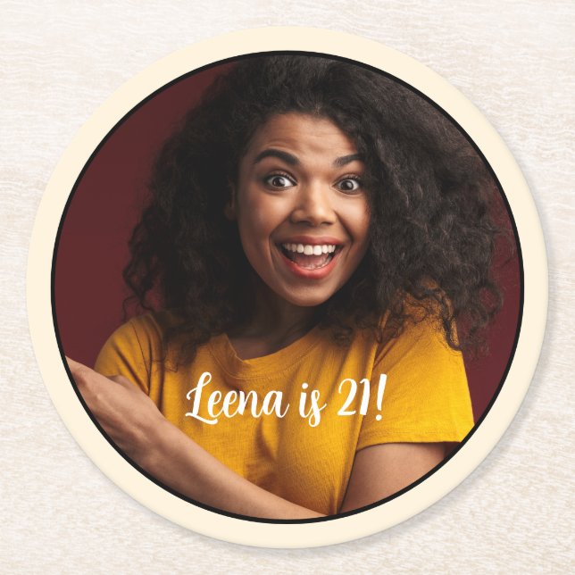 Dessous-de-verre Rond En Papier 21e anniversaire photo Dessous de verre cadre (Devant)