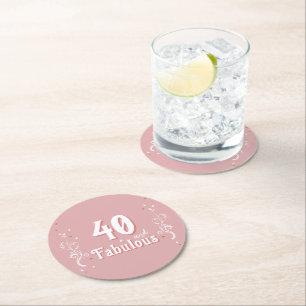 Dessous-de-verre Rond En Papier 40 et Fabulous Foliage rose 40e anniversaire