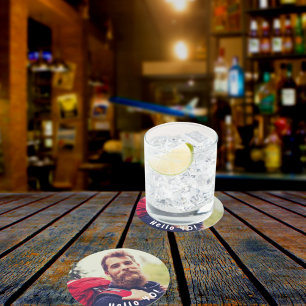 Dessous-de-verre Rond En Papier 40e anniversaire sur mesure photo bonjour 40 homme