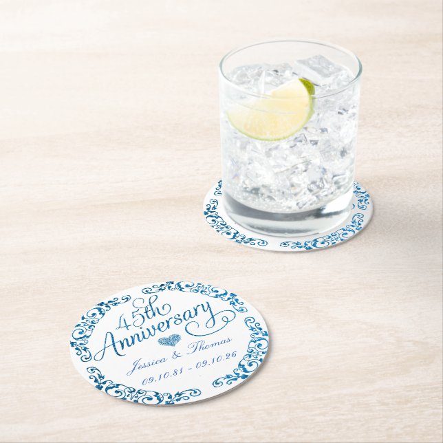 Dessous-de-verre Rond En Papier 45e anniversaire du Mariage Sapphire (En situation)