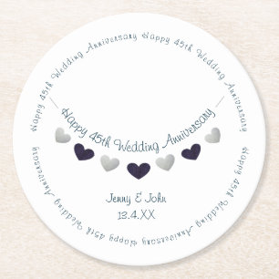 Dessous-de-verre Rond En Papier 45e saphir mariage anniversaire bunting