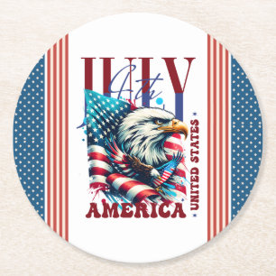 Dessous-de-verre Rond En Papier 4 juillet American Eagle Sublimation-61904
