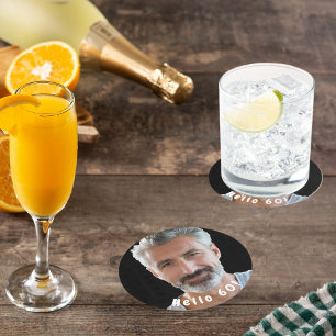 Dessous-de-verre Rond En Papier 60e anniversaire photo personnalisée bonjour homme