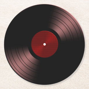 Dessous-de-verre Rond En Papier 60s Retro Vinyl Record Album