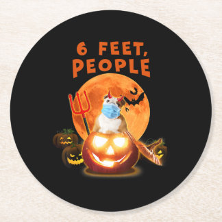 Dessous-de-verre Rond En Papier 6 Pieds Personnes Chien Chien Chien Avec Masque Ca