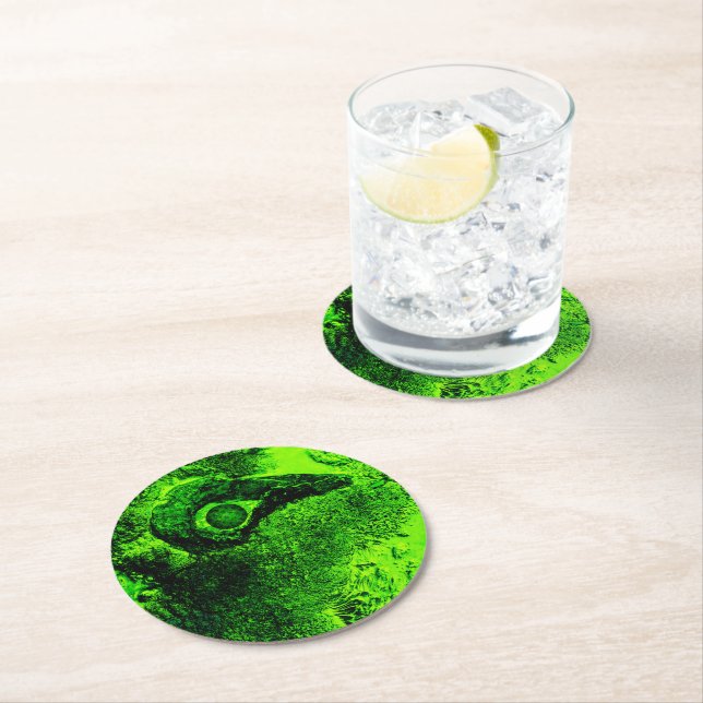 Dessous-de-verre Rond En Papier à la recherche de vert (En situation)
