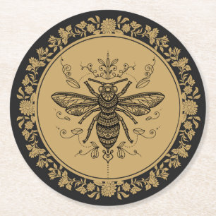 Dessous-de-verre Rond En Papier Abeille noire 