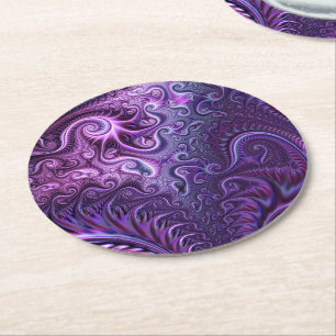 Dessous-de-verre Rond En Papier Abstrait Lilac coloré et violet Motif spiral