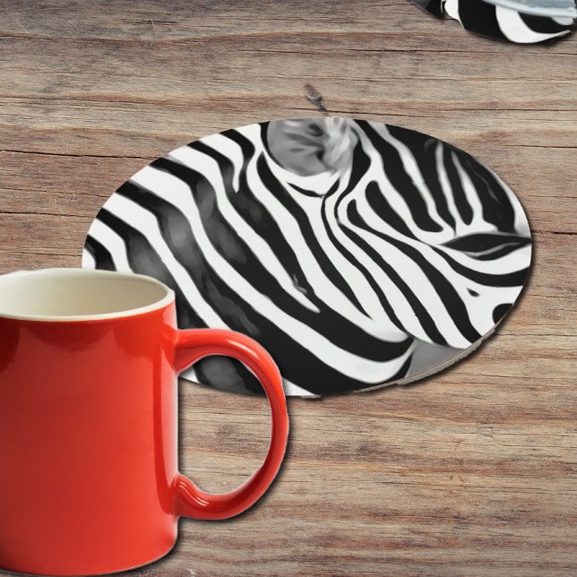 Dessous-de-verre Rond En Papier Agrandissement de Zebra (Créateur téléchargé)