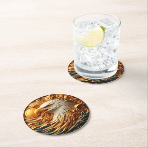 Dessous-de-verre Rond En Papier Aigle majestueux saisissant une balle