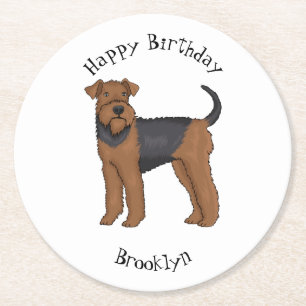 Dessous-de-verre Rond En Papier Airedale terrier dog cartoon