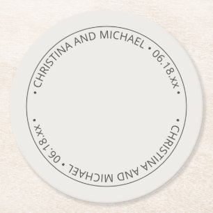 Dessous-de-verre Rond En Papier Albâtre ・ Mariage simple