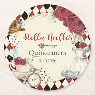 Dessous-de-verre Rond En Papier Alice au Pays des Merveilles Fête d'anniversaire t
