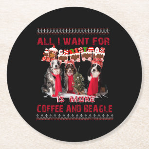 Dessous-de-verre Rond En Papier All I Want Beagle And Coffee