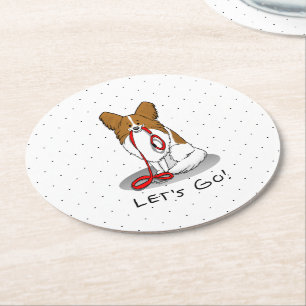 Dessous-de-verre Rond En Papier Allons-y ! (walk) Papillon (white & red) Chien mig