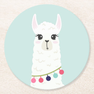 Dessous-de-verre Rond En Papier Alpaga blanc adorable