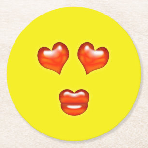 Dessous-de-verre Rond En Papier Amour Emoji