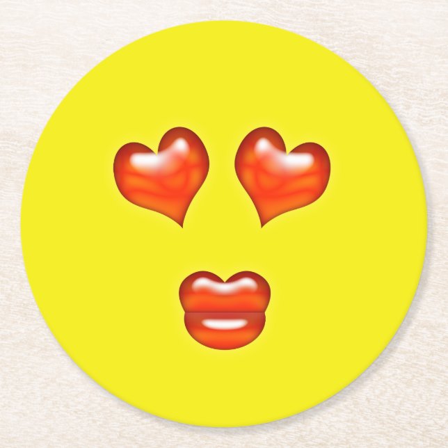 Dessous-de-verre Rond En Papier Amour Emoji (Devant)
