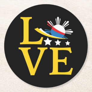 Dessous-de-verre Rond En Papier Amour - Typographie du drapeau philippin
