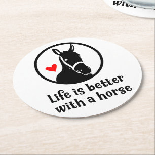 Dessous-de-verre Rond En Papier Amoureux de chevaux mignons ferme western country