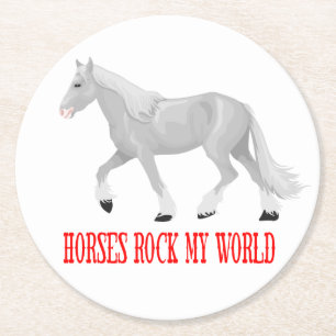 Dessous-de-verre Rond En Papier Amoureux de chevaux mignons ferme western country