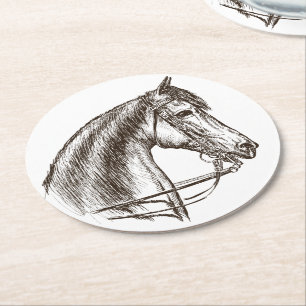Dessous-de-verre Rond En Papier Amoureux de chevaux mignons ferme western country