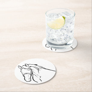 Dessous-de-verre Rond En Papier Amoureux de chevaux mignons ferme western country