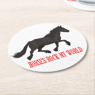 Dessous-de-verre Rond En Papier Amoureux de chevaux mignons ferme western country