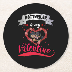 Dessous-de-verre Rond En Papier Amoureux des chiens Rottweiler est ma Saint Vale
