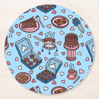 Dessous-de-verre Rond En Papier Amoureux du chocolat mignon