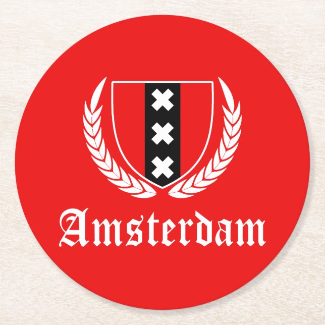 Dessous-de-verre Rond En Papier Amsterdam Crest (Devant)
