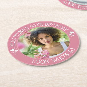 Dessous-de-verre Rond En Papier Amusants Photo personnalisée 40e anniversaire Fête