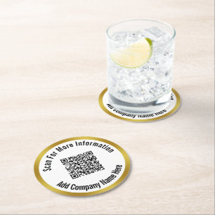 Dessous-de-verre Rond En Papier Analyser le code QR pour plus d'informations Gold